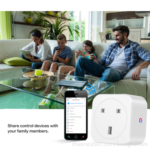 Smart Home UK Enclosure White Wifi Power Socket With App Wireless Remote Control Wall Plug WiFi Smart Plug For Home Automation